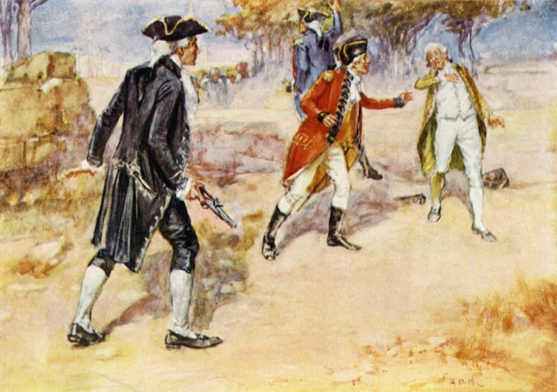 Duel tussen Warren Hastings en Philip Francis door Arthur David McCormick
