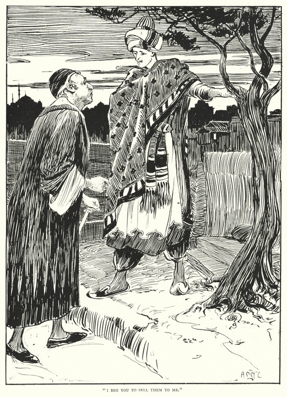 "Ik smeek je om ze aan mij te verkopen" (gravure) door Arthur David McCormick