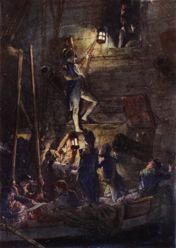 Nelson gaat aan boord van de Theseus om zijn arm te laten amputeren door Arthur David McCormick