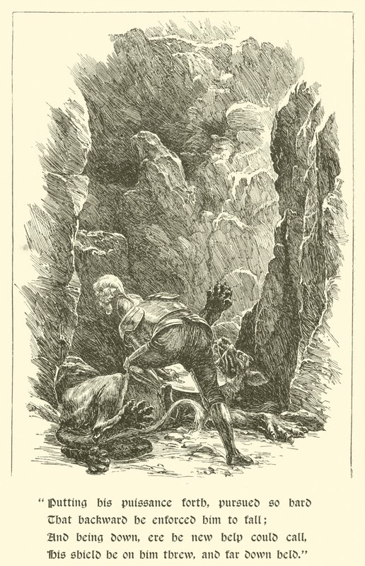 Sir Calidore, Ridder van beleefdheid, Beest met duizend tongen door Arthur George Walker