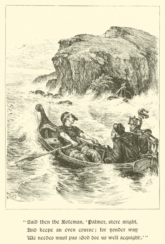 Sir Guyon, De Rots van Berisping (gravure) door Arthur George Walker