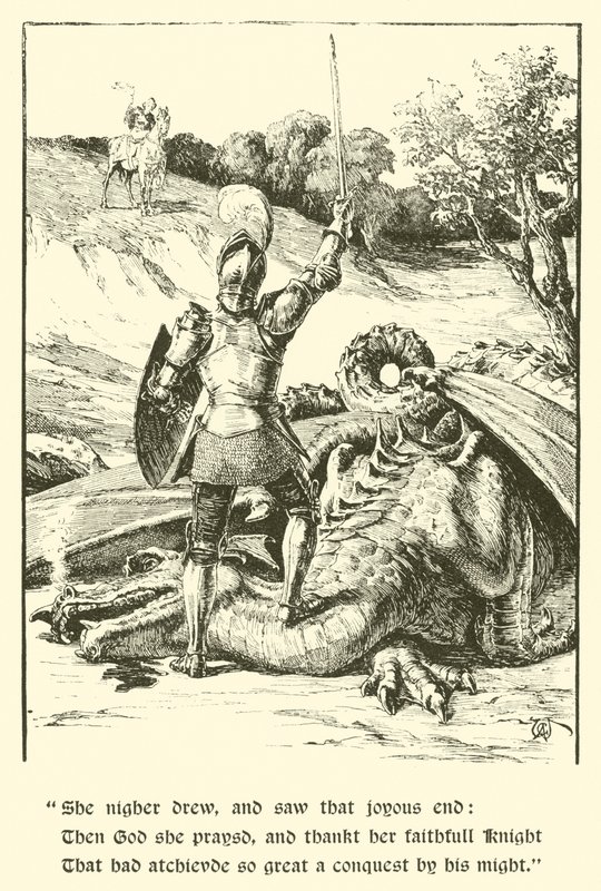 De Rode Kruisridder, Het Laatste Gevecht (gravure) door Arthur George Walker