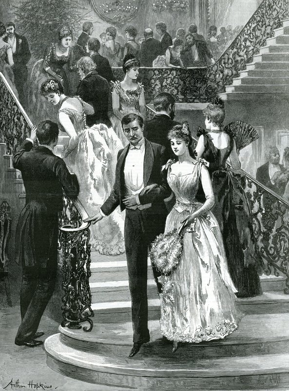 Naar beneden voor het avondeten. Mijn eerste bal door Arthur Hopkins