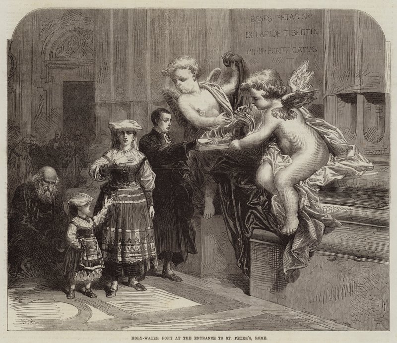 Wijwaterbak bij de Ingang van St. Pieter