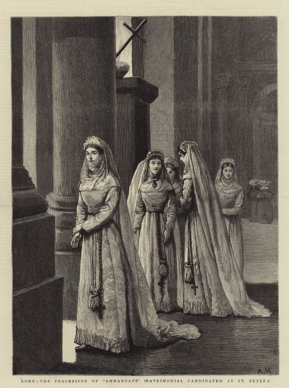 Rome, de processie van Ammantate (huwelijkskandidaten) bij Sint-Pieter door Arthur Hopkins