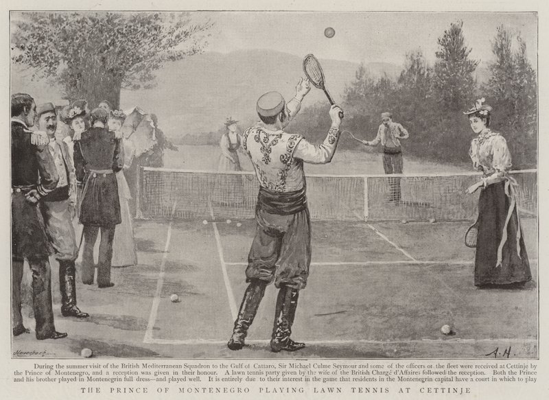 De Prins van Montenegro speelt Lawn Tennis in Cettinje door Arthur Hopkins