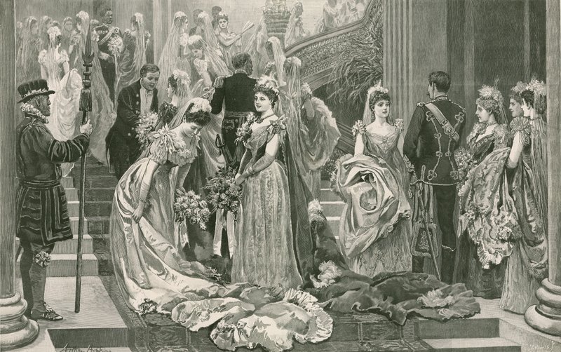 De eerste Ontvangkamer van het Seizoen, aan de voet van de grote trap in Buckingham Palace door Arthur Hopkins