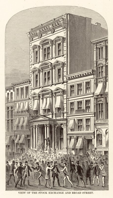 Uitzicht op de Beurs en Broad Street door Arthur Lumley