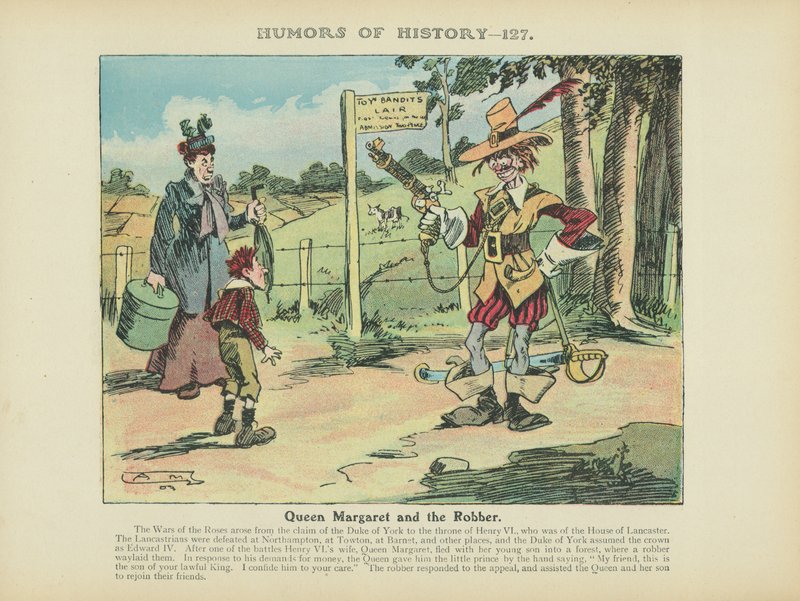Koningin Margaret en de rover (kleurenlitho) door Arthur Moreland