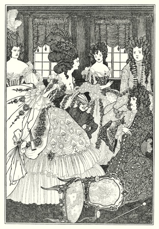 De Slag van de Beaux en de Belles (gravure) door Aubrey (after) Beardsley