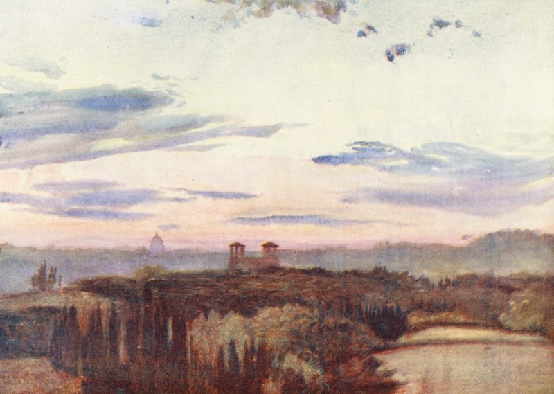 Rome: Villa Medici en koepel van S. Pieter door Aubrey Waterfield