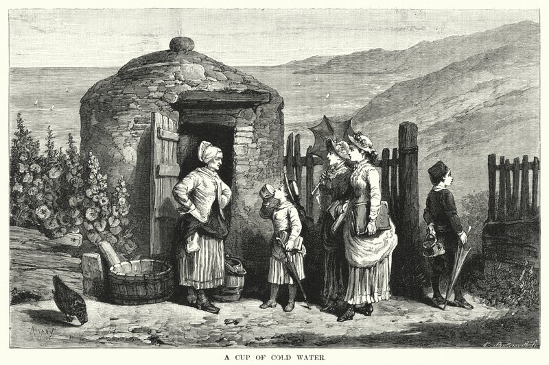 Een Beker Koud Water (gravure) door Auguste Francois (after) Laby