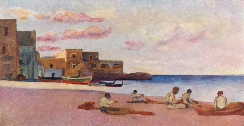 Avond op het strand van de Marina van Ischia door Augustine Fitzgerald