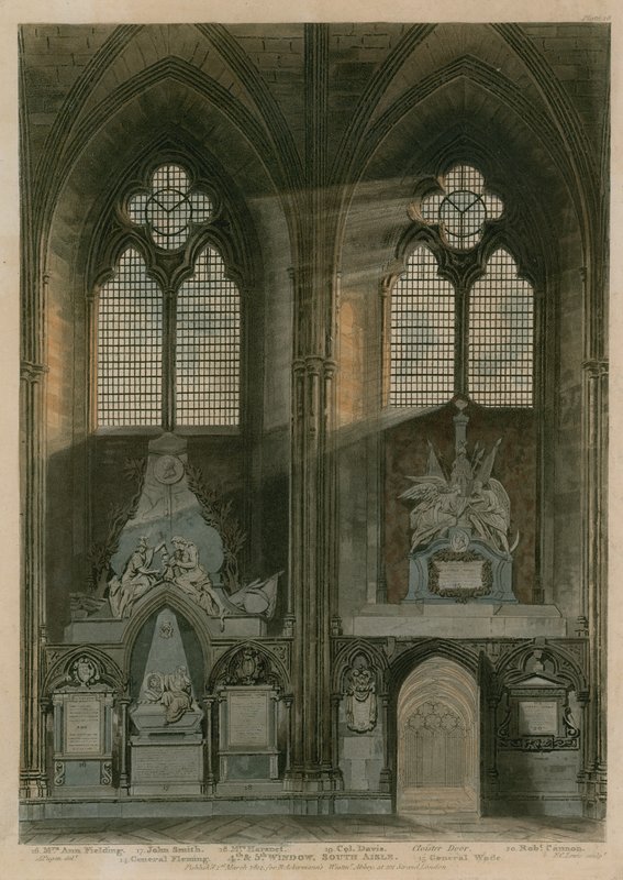 Vierde en vijfde raam, zuidbeuk, Westminster Abbey, Londen door Augustus Charles Pugin