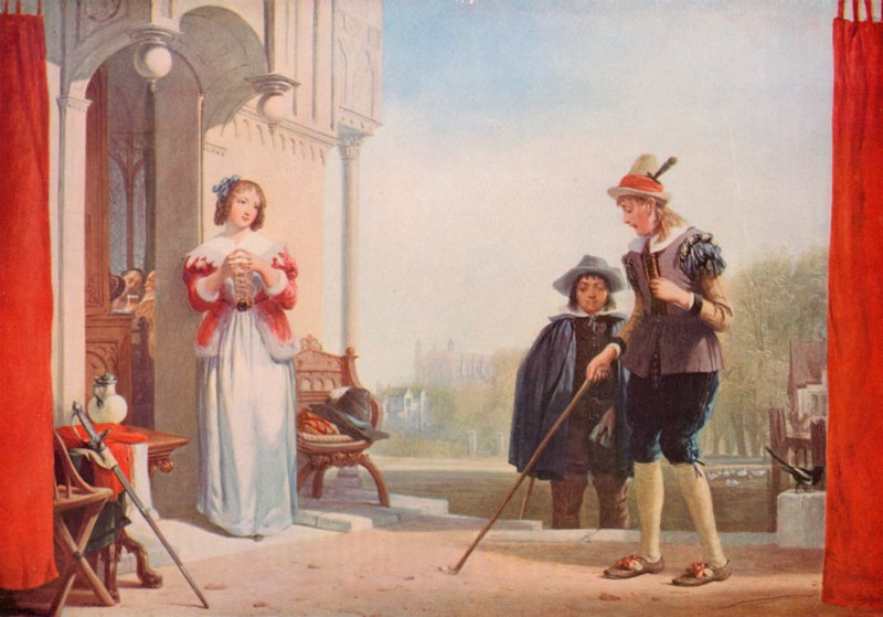 Shakespeare: Slender en Anne Page, De Vrolijke Vrouwtjes van Windsor, Acte I, Scene 1 door Augustus Wall (after) Callcott