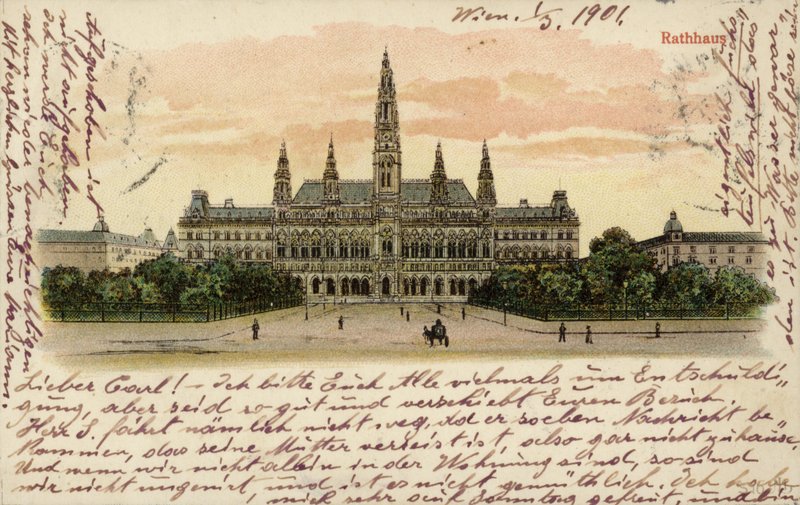 Ansichtkaart met het stadhuis in Wenen door Austrian School