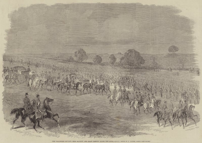 De Vrijwilligersparade, Hare Majesteit en Staf die Langs de Linies Passeren door B. Clayton