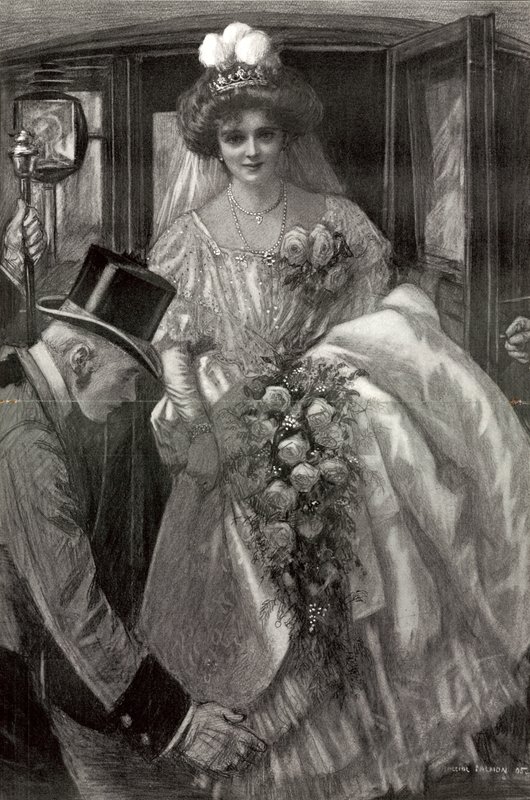 Debutante stapt uit haar koets om ontvangen te worden aan het Hof door Balliol (after) Salmon