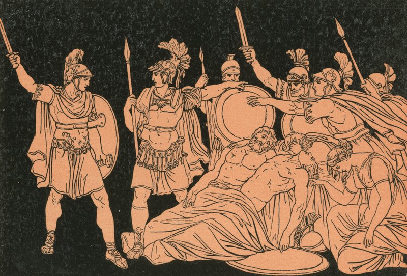 Turnus over de lichamen van Alma en Galaesus door Bartolomeo Pinelli
