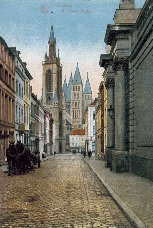 Doornik: Rue Saint Martin (ingekleurde foto) door Belgian Photographer