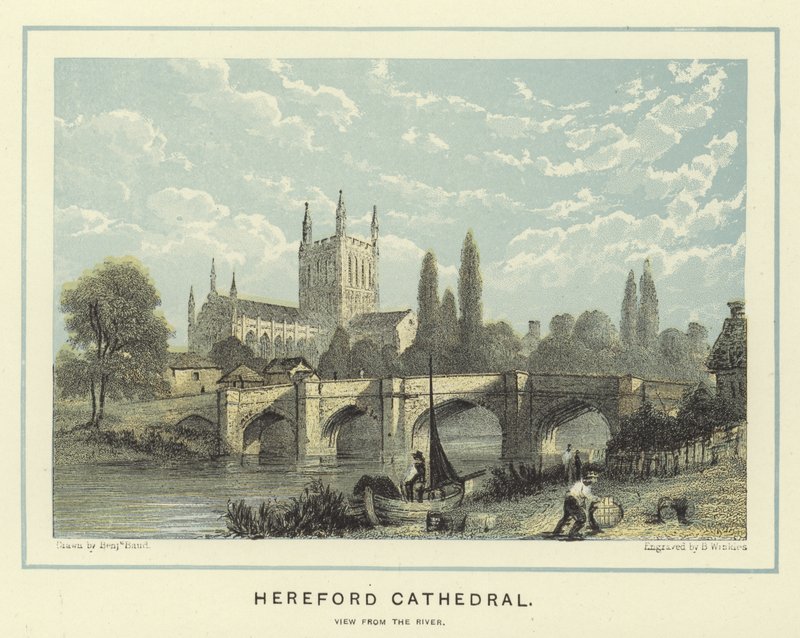 Hereford Cathedral, uitzicht vanaf de rivier door Benjamin Baud