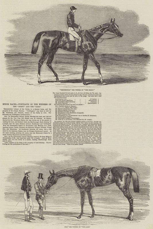 Epsom Races, portretten van de winnaars van de Derby en de Oaks door Benjamin Herring