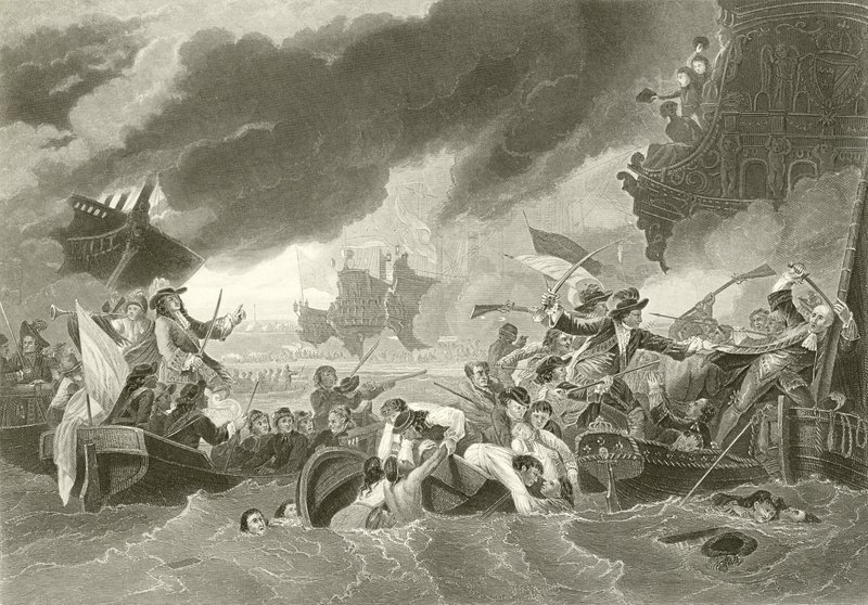 De slag bij La Hogue door Benjamin West