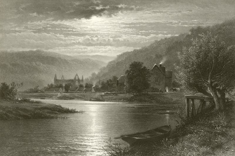 Tintern Abbey - Maanlicht op de Wye door Benjamin Williams Leader