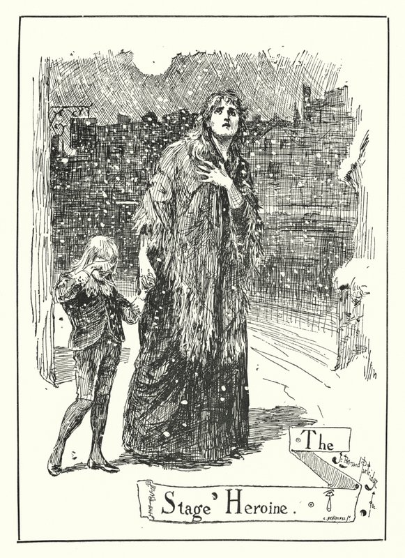 De Toneelheldin (gravure) door Bernard (after) Partridge