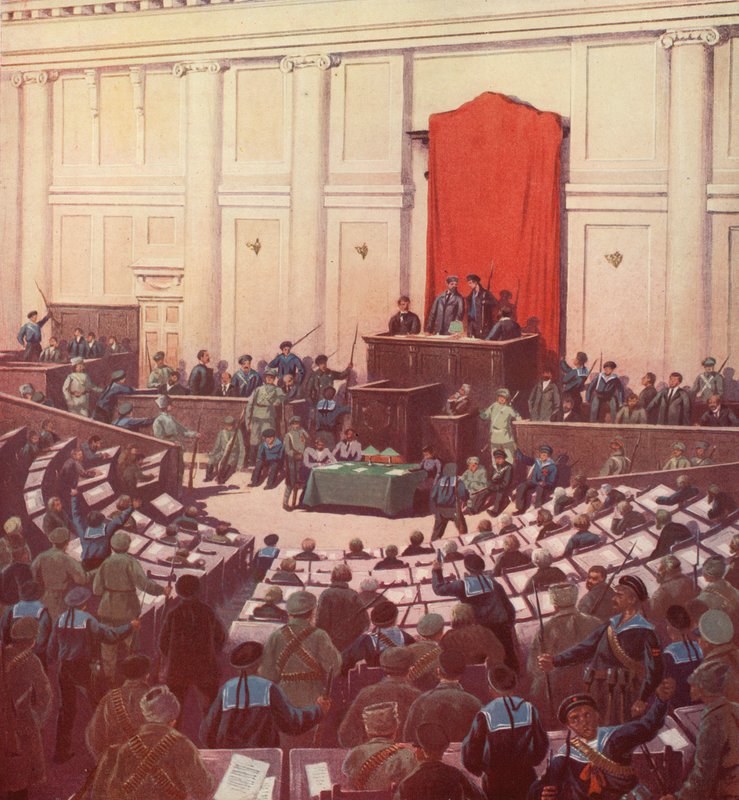 De enige zitting van de Russische Grondwetgevende Vergadering in Petrograd na de Oktoberrevolutie door Boris Vasilievich Zvorykin