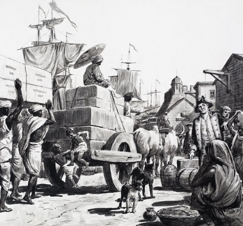 A Levering van goederen aan de pakhuizen van de Oost-Indische Compagnie door C.L. Doughty