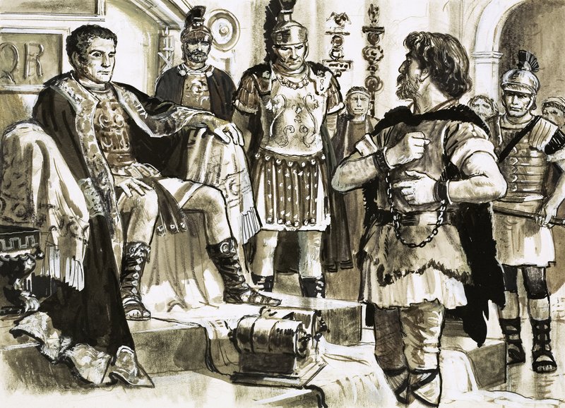 Caractacus confronteert keizer Claudius door C.L. Doughty