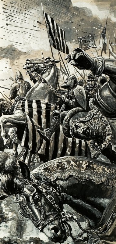 Fransen onder vuur tijdens de slag van Agincourt door C.L. Doughty
