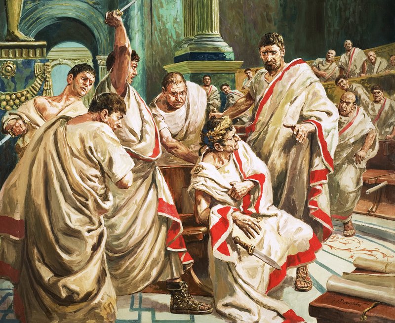 De dood van Julius Caesar (gouache op papier) door C.L. Doughty