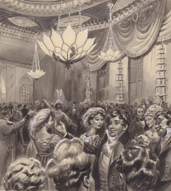 De Prins Regent bij het Brighton Paviljoen (gouache op papier) door C.L. Doughty