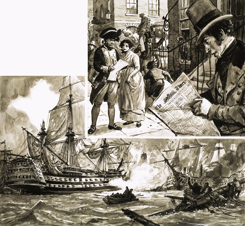 The Times stuurde het nieuws over Nelsons overwinning bij Trafalgar eerder naar huis dan de koeriers van de regering. door C.L. Doughty