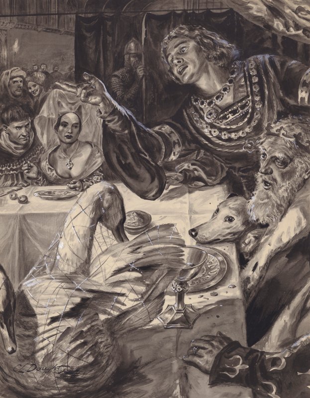 De jonge prins van Wales zweert te vechten tegen de Schotten (gouache op papier) door C.L. Doughty