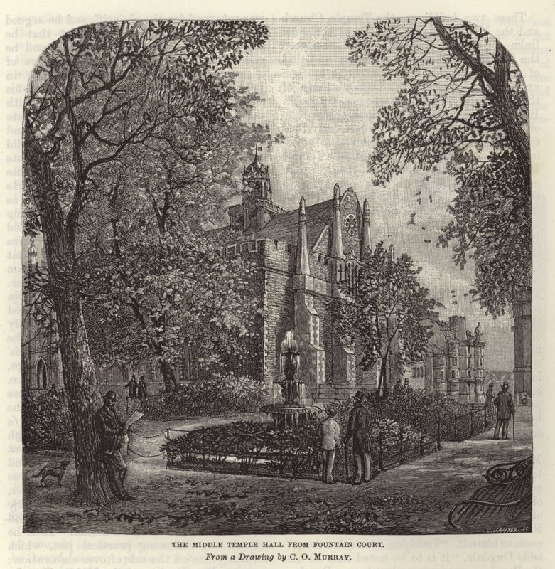 Middle Temple Hall vanuit Fountain Court door C.O. Murray