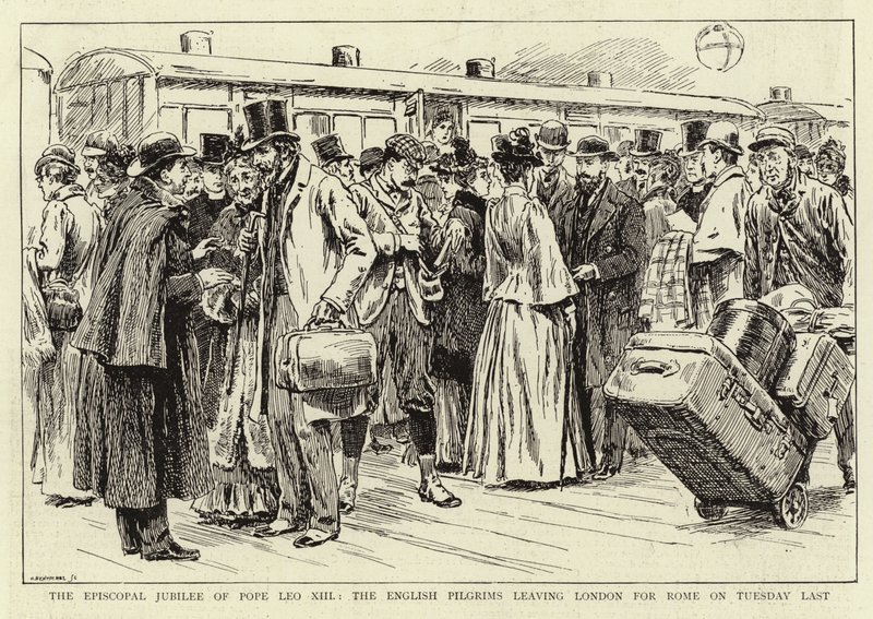 Het Episcopale Jubileum van Paus Leo XIII, de Engelse Pelgrims vertrekken naar Rome door C. Hentschell