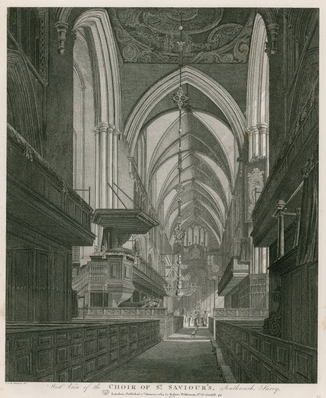 Westelijke aanblik van het Koor van de St Saviour