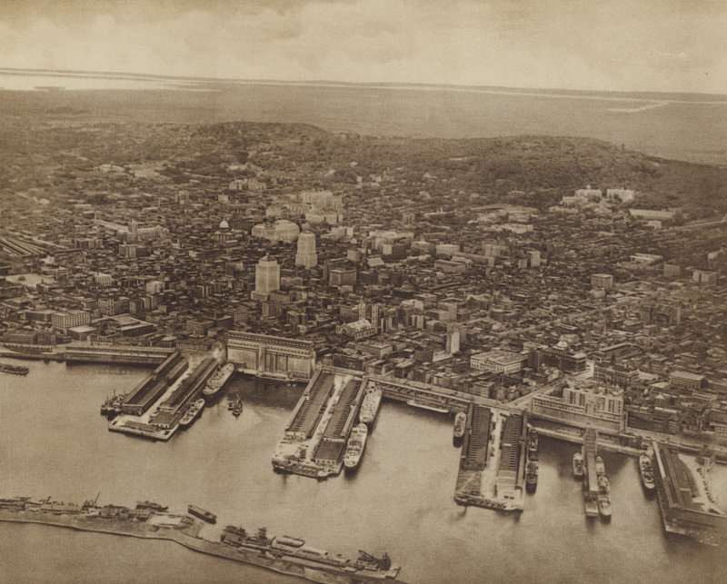 Algemeen zicht op Montreal, kijkend naar het noorden (z/w foto) door Canadian Photographer