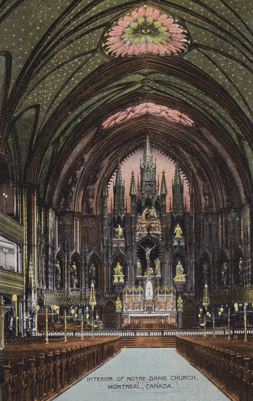 Interieur van de Notre Dame kerk, Montreal, Canada (foto) door Canadian Photographer
