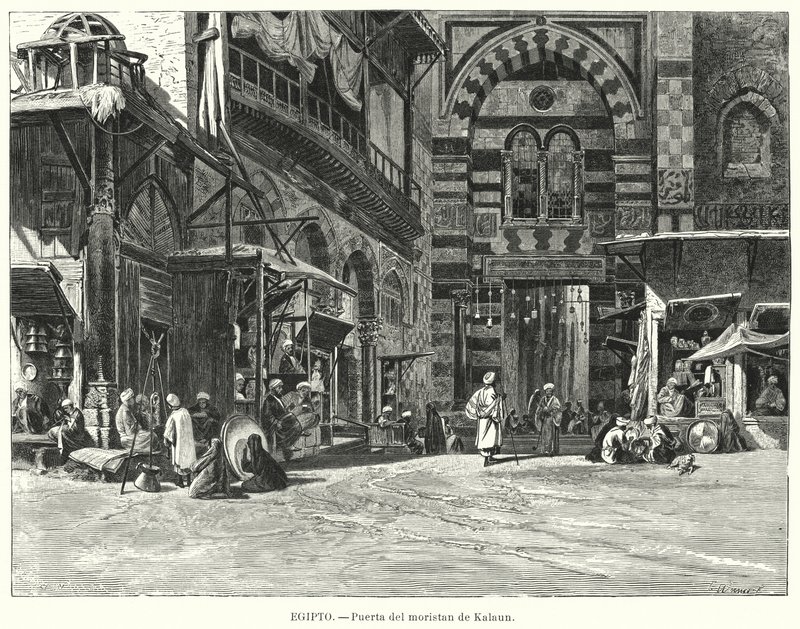 Ingang van het Complex van Qalawun, Caïro, Egypte door Carl Friedrich Heinrich (after) Werner
