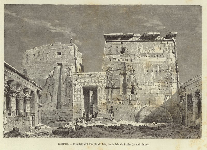 Egypte - zuilengang van de tempel van Isis op het eiland Philae door Carl Friedrich Heinrich Werner