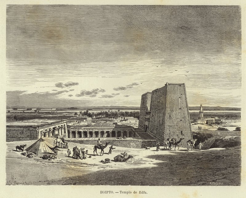 Egypte - Tempel van Edfu door Carl Friedrich Heinrich Werner
