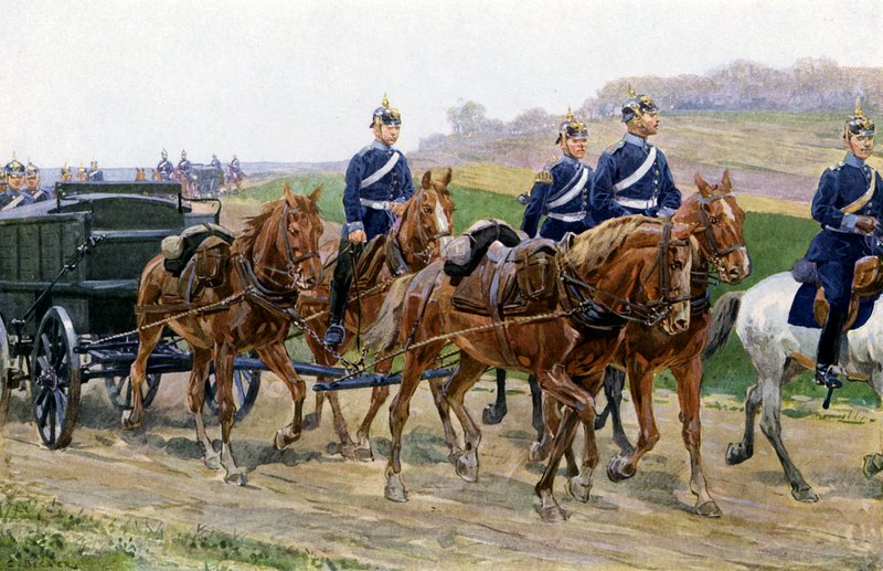 Duitse leger bevoorradingskolom op mars door Carl Ludwig Friedrich (after) Becker