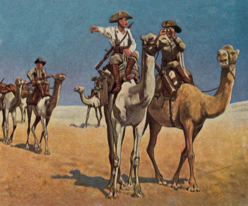 De Simon Koperen Hottentotten achtervolgen in de Kalahariwoestijn door Carl Ludwig Friedrich (after) Becker