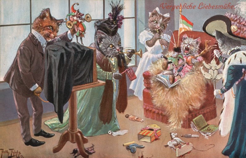 Humoristische katten ansichtkaart door Carl Robert Arthur Thiele