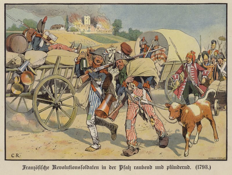 Franse soldaten die plunderen in de Palts door Carl Röchling