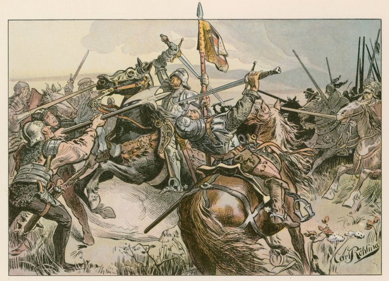 Albert Achilles in gevecht tegen Neurenberg in 1449 door Carl Rohling